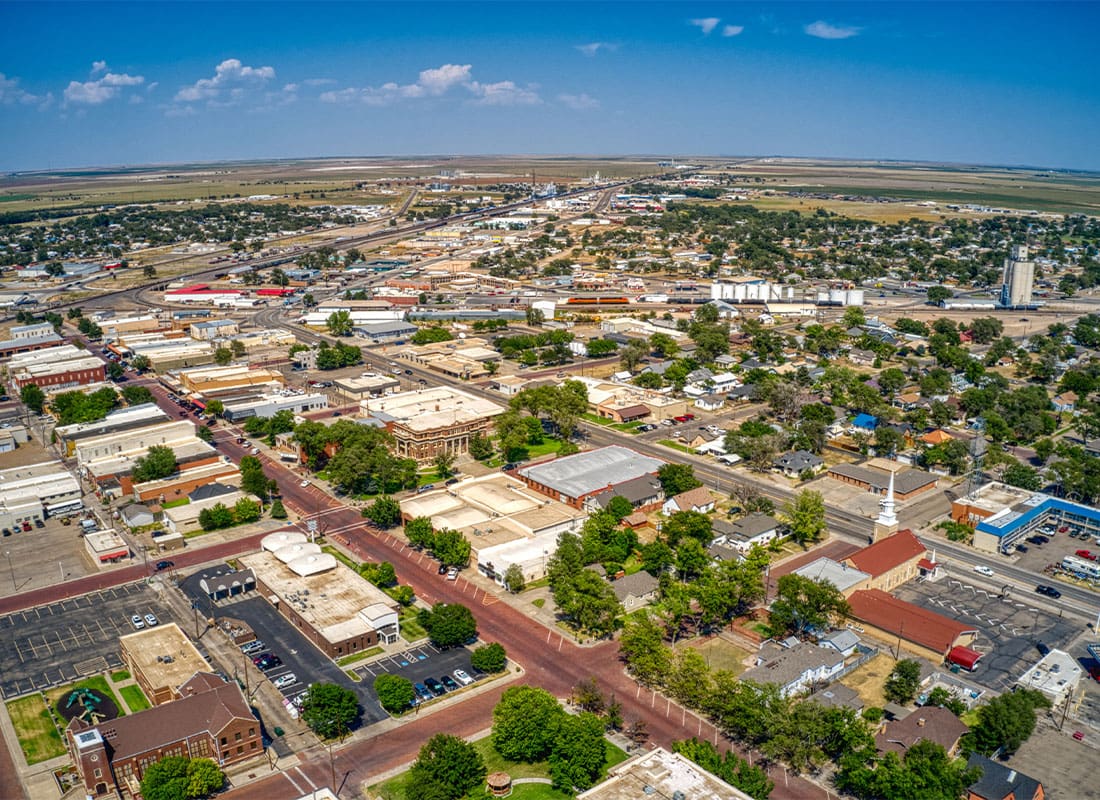 SAN Angelo, TX - Aerial View of the Agricultural Hub and Town of Dalhart, Texas